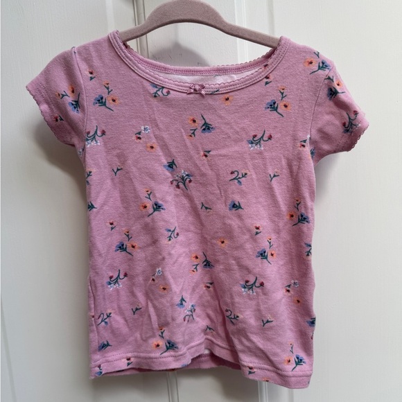 Carter's 2T Girls Pink/Purple Floral Short Sleeve Pajama Top - Picture 1 of 4
